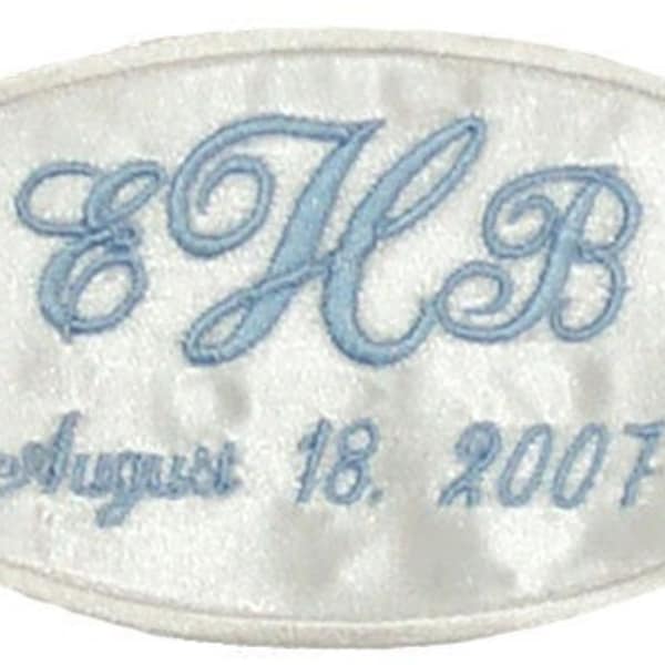 Erica Satin Wedding Dress Name Label Custom Embroidered  Personalized AND Gift Box