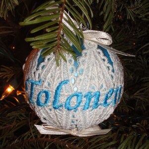 Embroidered and Personalized Christmas Ornament