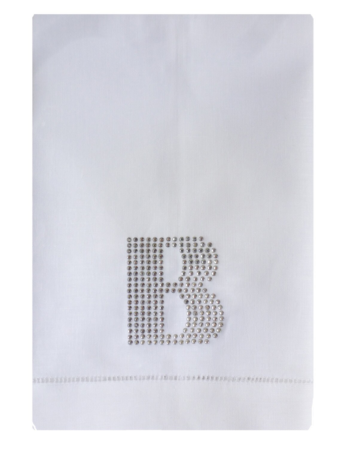 Elegant Linen Hemstitched Guest Towel with Large Rhinestone Etsy