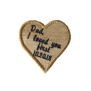 IRON ON STYLE Heart Label Patch for the Tie of Father of the Bride Custom Embroidered and Personalized Iron on style image 8