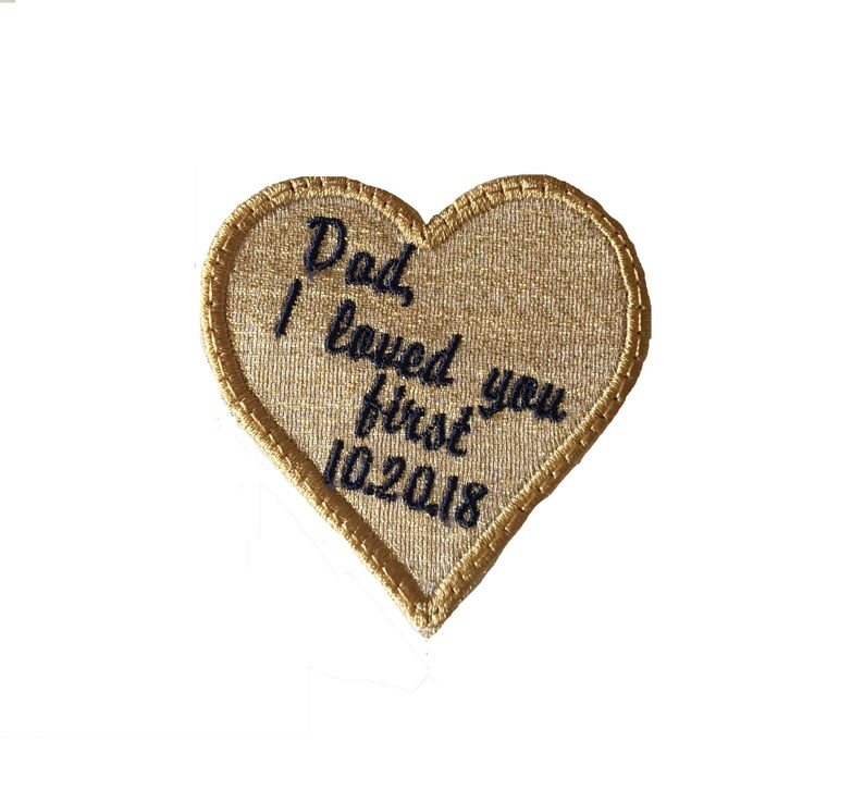 IRON ON STYLE Heart Label Patch for the Tie of Father of the Bride Custom Embroidered and Personalized Iron on style image 8