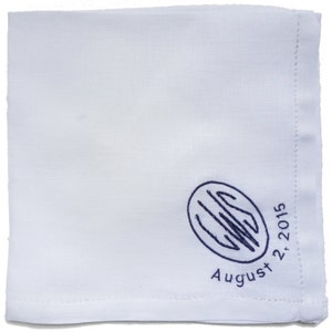 Embroidered and Personalized Linen Hankerchief for Men
