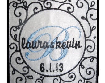 Embroidered and Personalized Graphically Stunning Laura Wedding Gown  Label