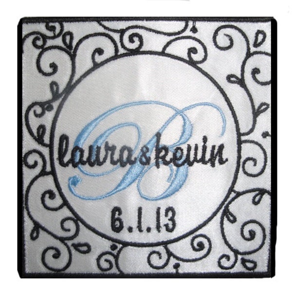 Embroidered and Personalized Graphically Stunning Laura Wedding Gown  Label