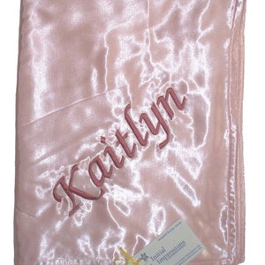 Satin Baby Blanket - Embroidered and Personalized with Child&#39;s Name