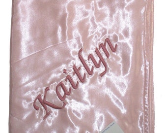 Satin Baby Blanket - Embroidered and Personalized with Child's Name