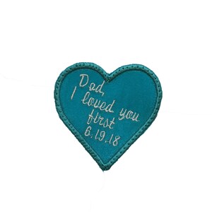 IRON ON STYLE Heart Label Patch for the Tie of Father of the Bride Custom Embroidered and Personalized Iron on style image 7