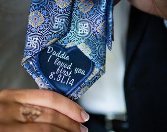Heart Label for the Tie of Father of the Bride Custom Embroidered and Personalized