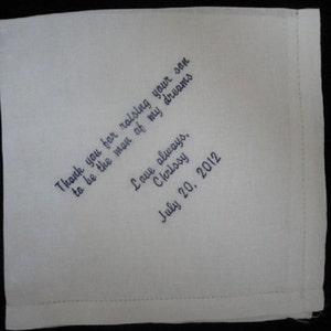 RUSH STATUS embroidered Personalized Father/Grandfather Wedding Hankie image 1