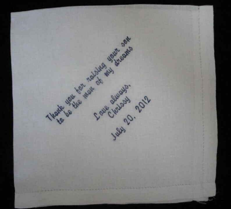 RUSH STATUS embroidered Personalized Father/Grandfather Wedding Hankie image 1
