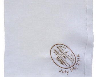 Embroidered and Personalized Linen Handkerchief for Men