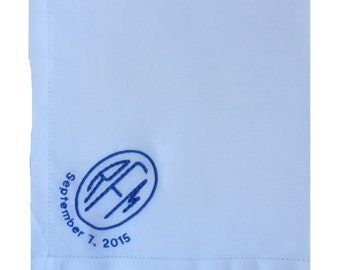 Embroidered and Personalized Linen Hankerchief for Men