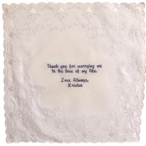 Poem Embroidered Bridal Lace Hankie - Personalized