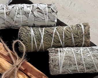 Smudge Stick met witte salie: reinigings-, meditatie- en energieopruimingshulpmiddel van 4 inch