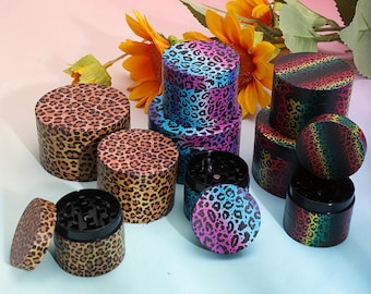 Leopard Print Herb Grinder: 60mm Zinc Alloy, Magnetic Lid - Etsy