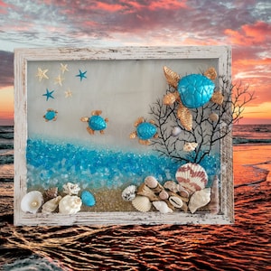 Frolicking Turtles Resin Wall Art, Ocean Theme, Unique Gift for Beach House and Ocean Lovers, Beautiful Christmas Gift, Beach Wall Art