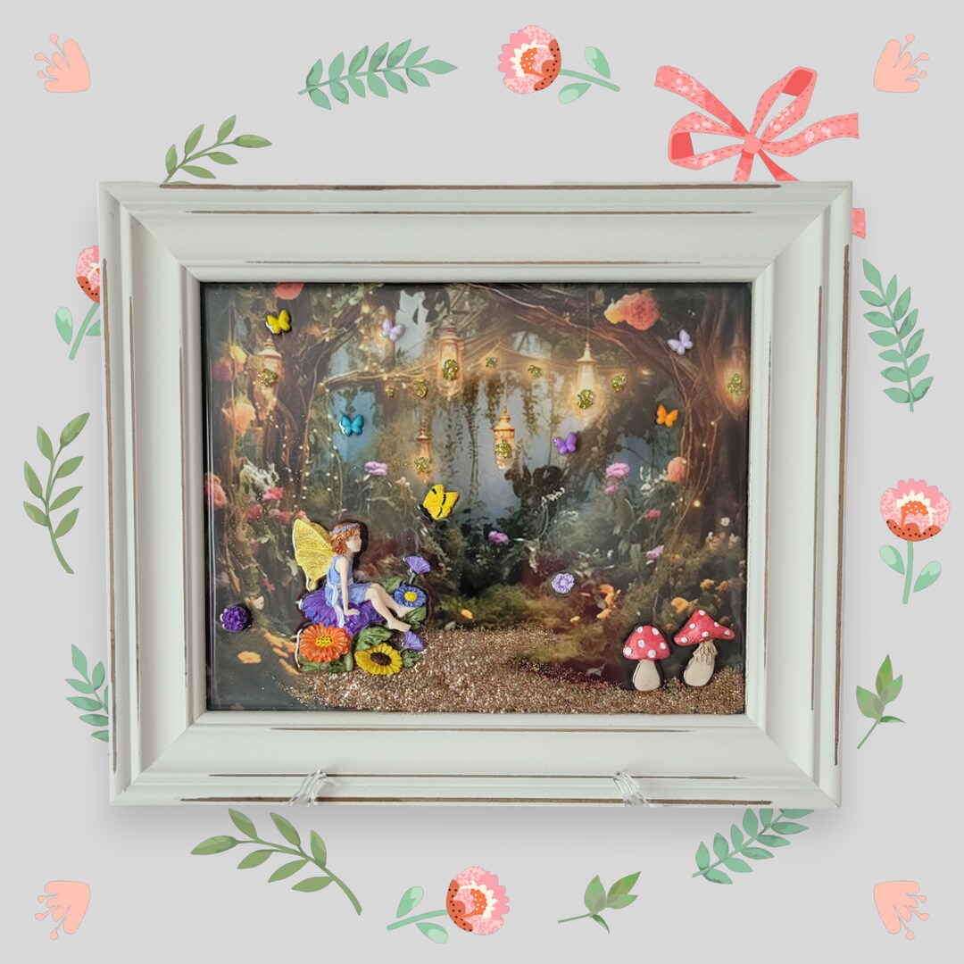 Fairy Resin Wall Art, Enchanted Forest Decor With Polka-dot Mushrooms ...