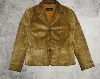 Weekend Max Mara Womens Suede Jacket Brown Real Leather Single Breasted US 12