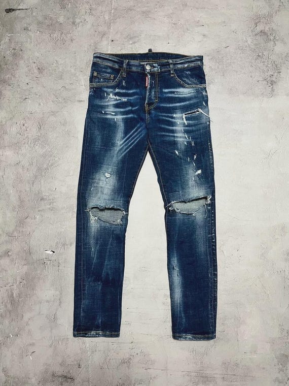 Dsquared2 Tidy Biker Jeans Distressed Denim Dlue Men