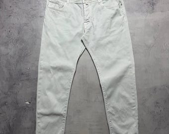 Pantalones vaqueros de lujo Jacob Cohen Style 688, denim blanco grisáceo claro de corte sastre, talla W35 para hombre.