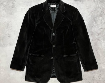 Giorgio Armani Le Collezioni Velvet Blazer Men's Size 48 Dark Gray Rare