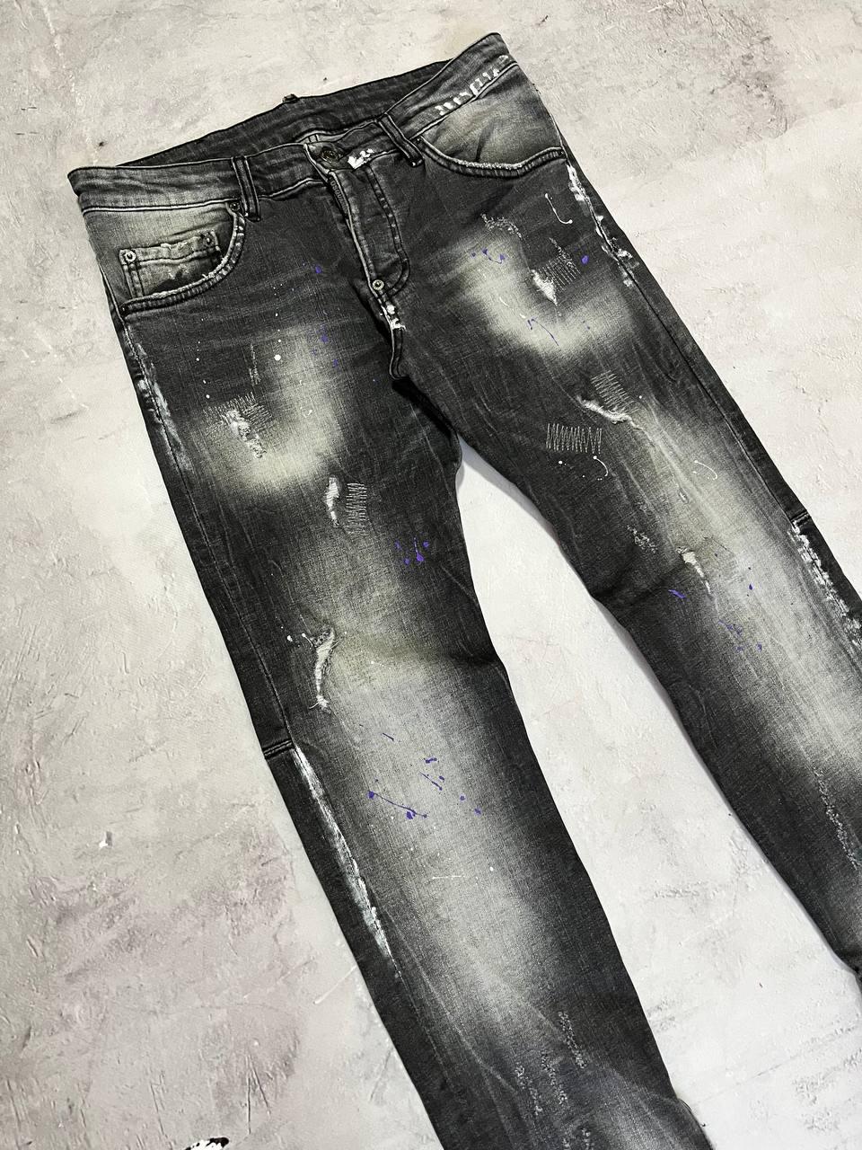 Dsquared2 Slim Distressed Painted Jeans Auth Zip Legs Size 44