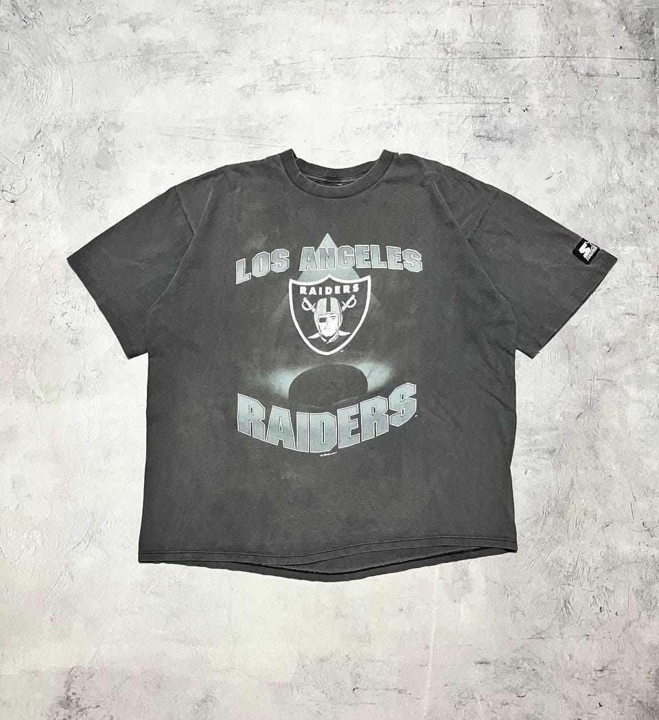 Starter Raiders Vintage 1993 Logo T Shirt Fade Men's Size Xl Gray