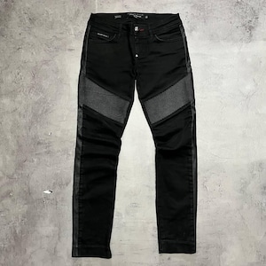 Philipp Plein Biker Denim Leather Jeans Black Women's Size 26 Auth