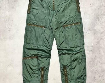 Vintage Jet Set Multipocket Aviator Cargo Ski Pants Y2K Green Size 3 Women's