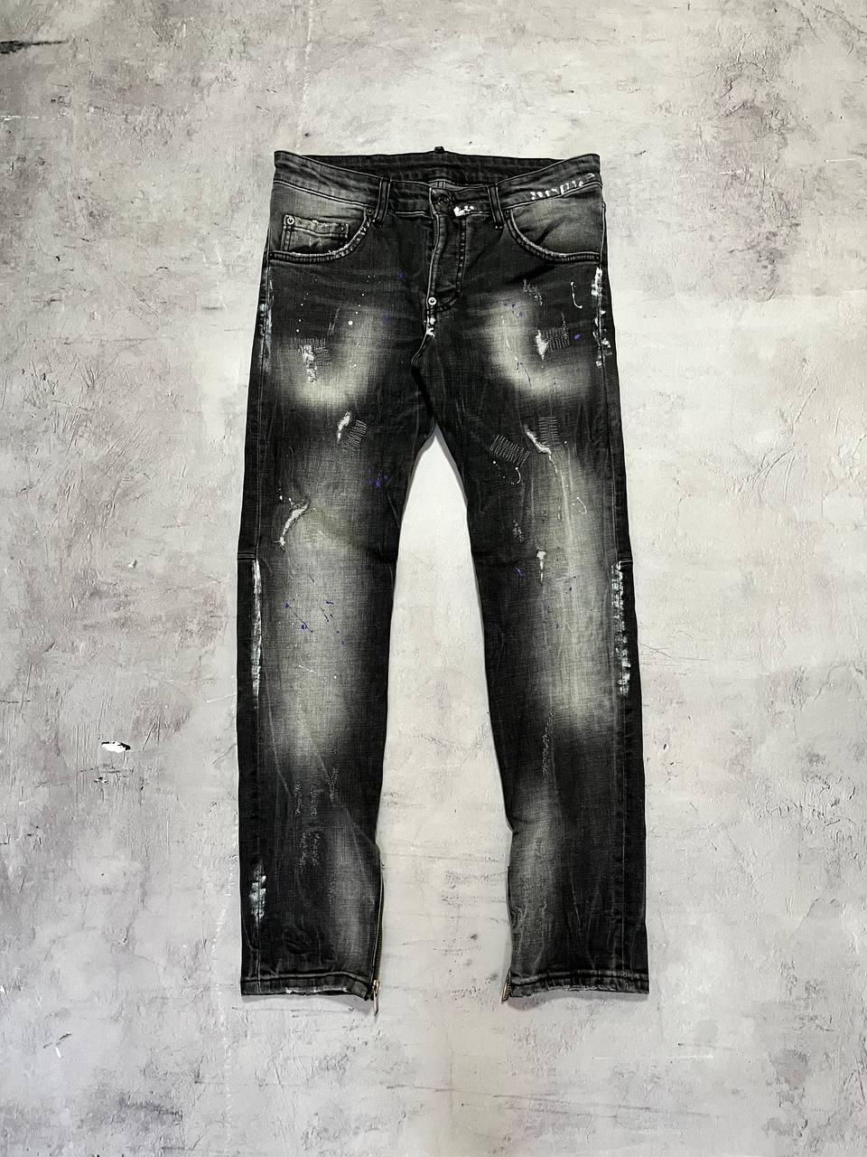 Dsquared2 Slim Distressed Painted Jeans Auth Zip Legs Size 44