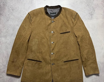 Chaqueta tipo blazer vintage Schneiders Salzburg de piel de ante de primera calidad, color marrón intenso de lujo, talla US 44 / XL para hombre.