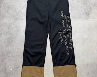 Rari pantaloni vintage anni 2000 Cop Copine stampati, neri e color cammello, stile avant-garde, taglia FR 38 / M