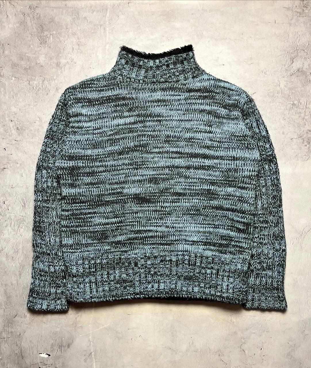 Dolce Gabbana 90s Vintage Faur Fux Full Zip Knit Wool Sweater