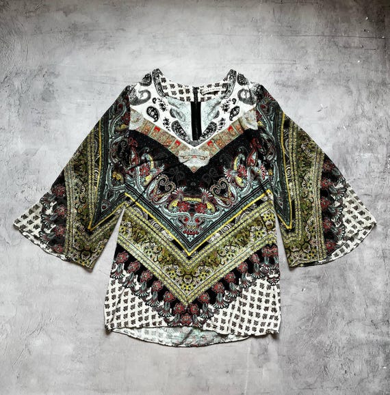 Alice + Olivia Zia Caftan Mini Dress Paisley Chevron Size S-M - Etsy
