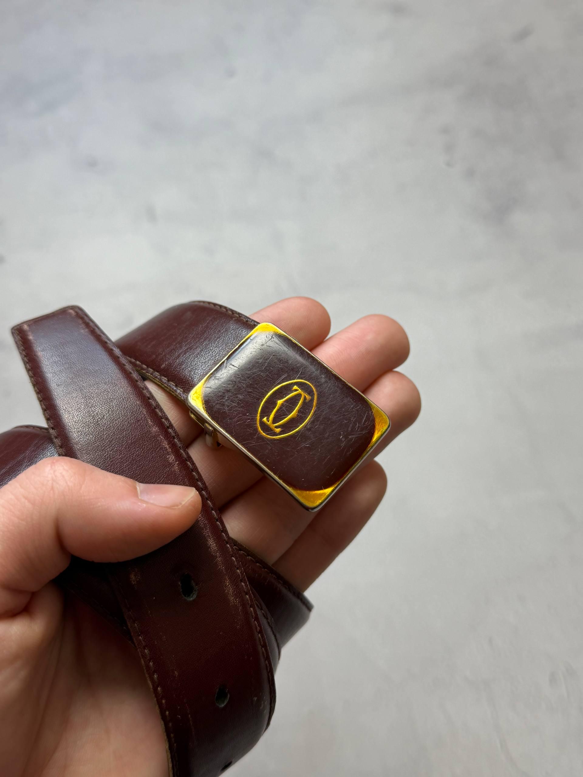 Must de Cartier レザーベルト ボルドー 希少 Rare Vintage Cartier Burgundy Leather Belt, Les Must De Cartier