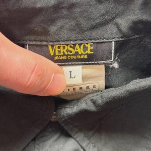Vtg Versace Jeans Couture Black Shirt, Medusa Head Buttons, Men’s Size L, Made in Italy image 8