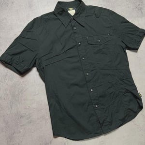 Vtg Versace Jeans Couture Black Shirt, Medusa Head Buttons, Men’s Size L, Made in Italy image 3
