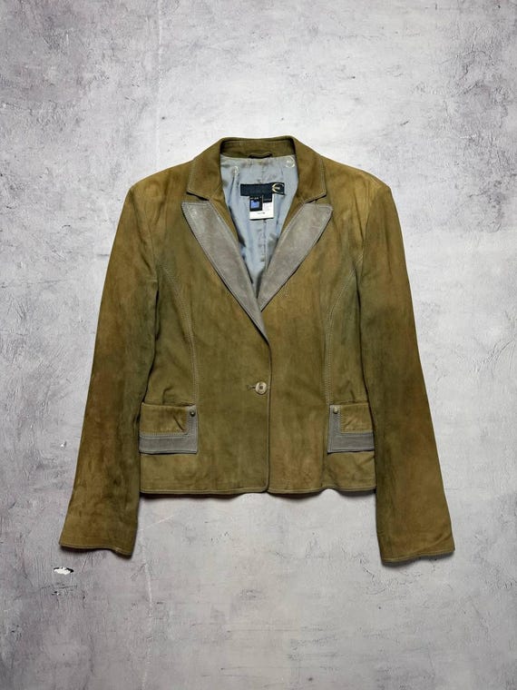 Just Cavalli Vintage Women's Leather Blazer Jacket Brown Size 44 Y2K