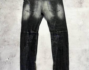 Dsquared2 Slim Distressed Painted Jeans Auth Zip Legs Size 44