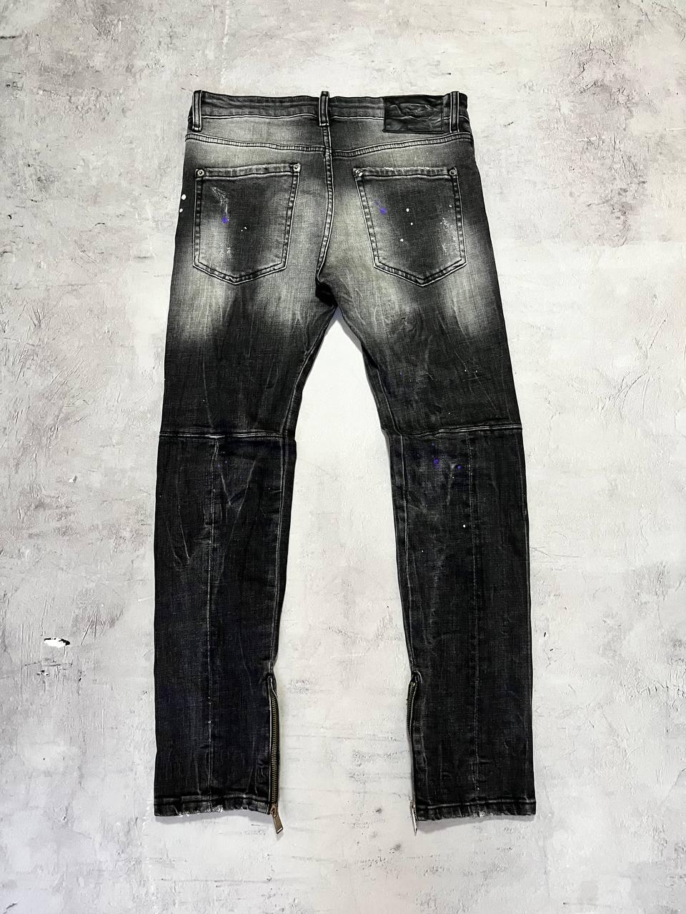 Dsquared2 Slim Distressed Painted Jeans Auth Zip Legs Size 44