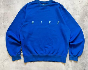 Nike Vintage Spellout Ebroderad Logo 90-tals Baggy Crewneck-tröja Storlek L Sällsynt