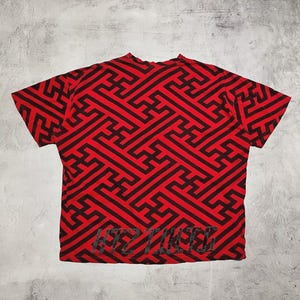 KTZ Kokon To Zai Black/Red Oversized Baggy Geo Maze T-Shirt