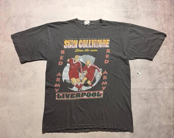 Vintage 90s Stan Collymore Liverpool T-Shirt, Rare Red Army Football Soccer Tee, Men’s Size XL