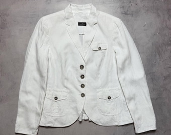 Schneiders Salzburg White Pure Linen Blazer, Jeanny Linen Jacket, Women’s Size EU 38 (M)