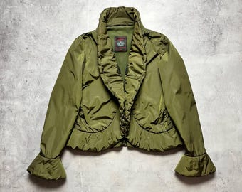 Chaqueta Jean Paul Gaultier Classique de nailon con mangas acampanadas para mujer, talla 10 de EE. UU., verde