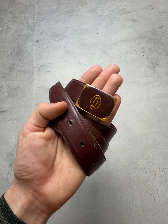 Must de Cartier レザーベルト ボルドー 希少 Rare Vintage Cartier Burgundy Leather Belt, Les Must De Cartier