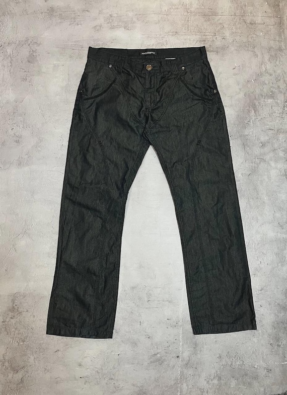 Vintage Dolce Gabbana Biker Jeans, Black Denim Moto Pants, Men