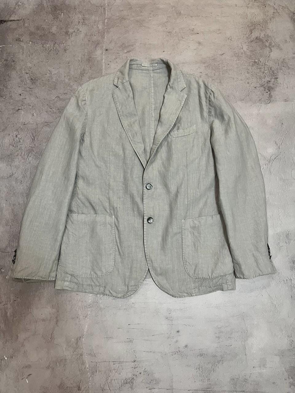L. B.M. 1911 Linen Blazer, Gray Melange, Men's Size 54R IT (US 44R), Slim Fit Italy