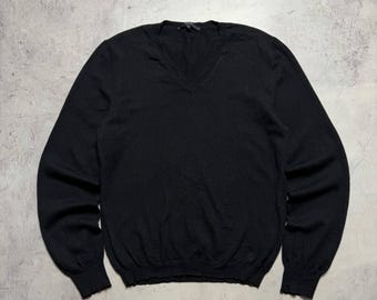 Jersey de cuello en V de cachemir de Gucci by Tom Ford, vintage, color negro, talla L de hombre, artículo de archivo.