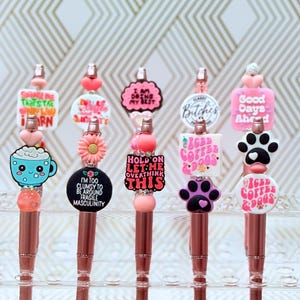Cute Silicone Beaded  Pens | Silicone Focal Pens | Cute Pens | Character Pens | Beaded Pens | Fun Pens | Fancy Pens